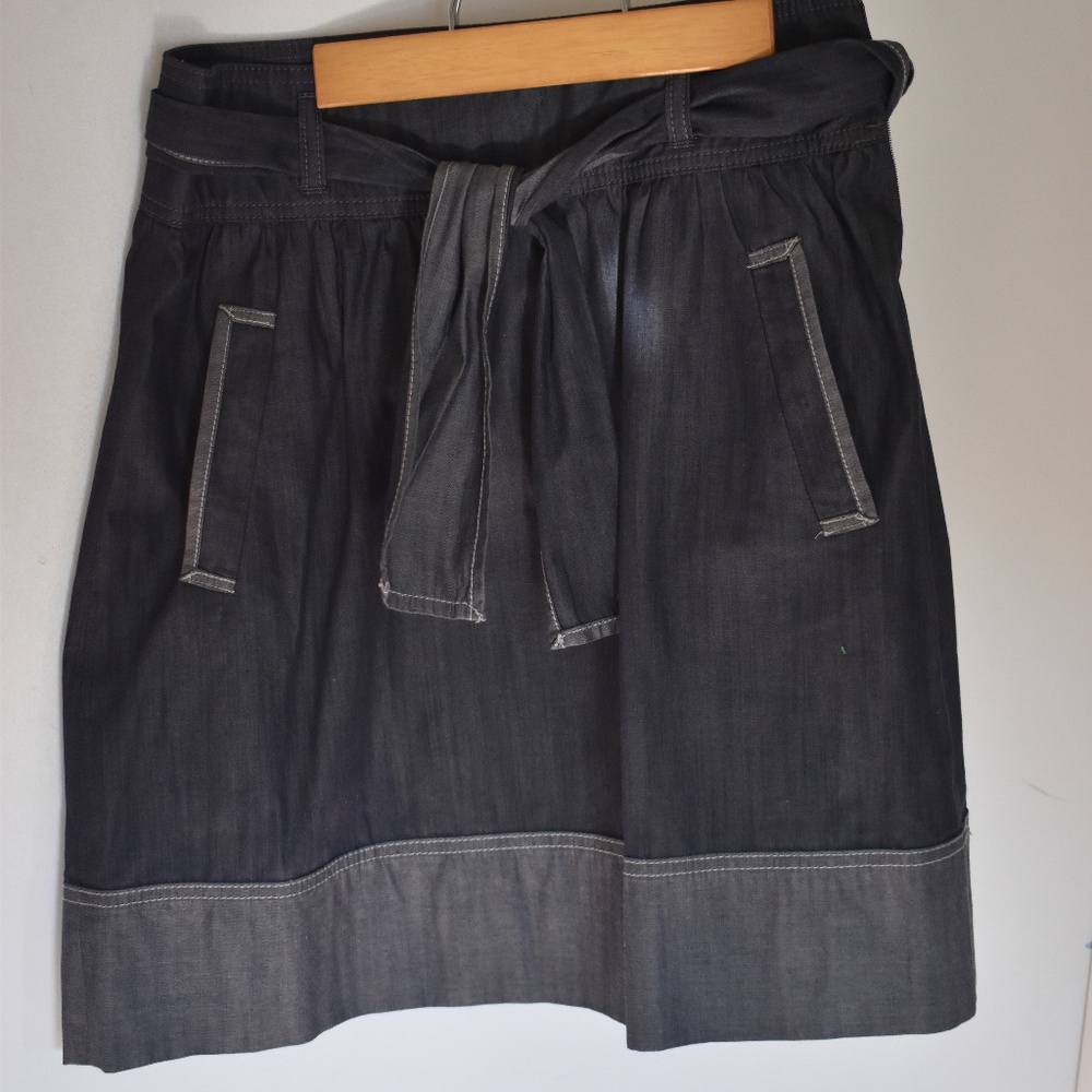 Loft A Line Denim Look a Like Skirt with Belt